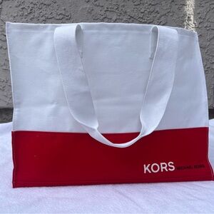 KORS Michael Kors White and Red Tote Bag NEW Beach Shop Picnic Gift